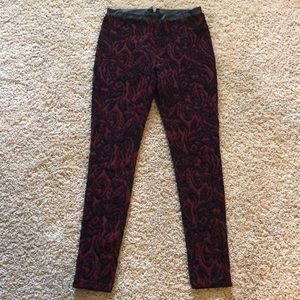 Black and burgundy patterned leggings